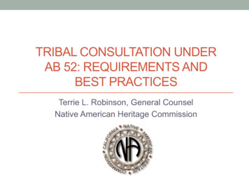 Tribal Consultation Under Ab 52: Requirements And Best . - California