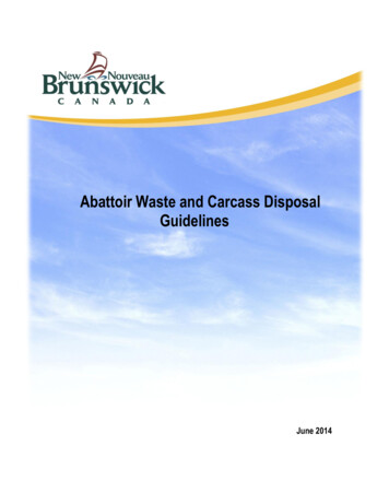 Abattoir Waste And Carcass Disposal Guidelines