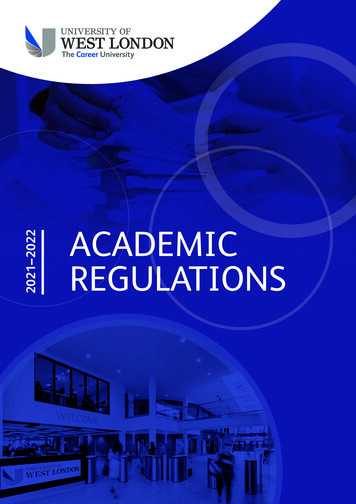 Academic Regulations AY21-22 - University Of West London