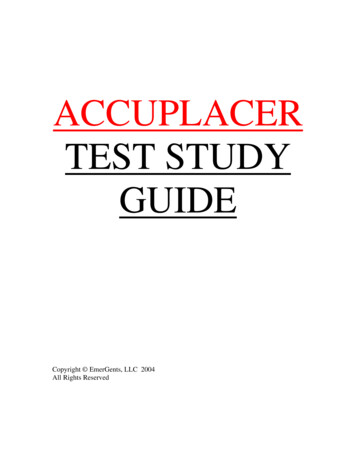 Accuplacer Test Study Guide - Cnm
