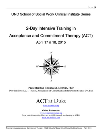 2-Day Intensive Training In Acceptance And Commitment Therapy (ACT)
