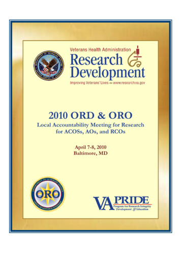 2010 ORD & ORO - Veterans Affairs