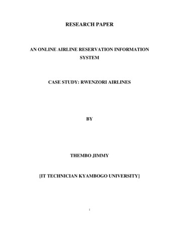 An Online Airline Reservation Information System Case Study: Rwenzori .