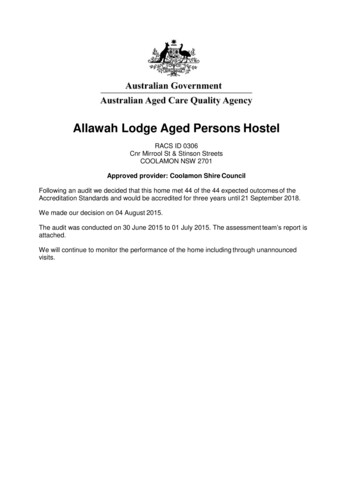 Allawah Lodge Aged Persons Hostel - Aged Care Quality