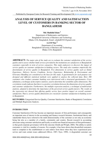 ANALYSIS OF SERVICE QUALITY AND SATISFACTION LEVEL OF . - EA Journals