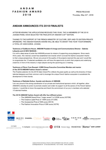 Andam Announces Its 2018 Finalists