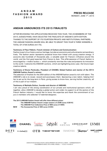 Andam Announces Its 2015 Finalists
