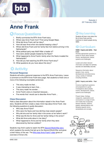 Teacher Resource February 2020 Anne Frank