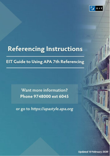 APA Referencing Instructions - EIT