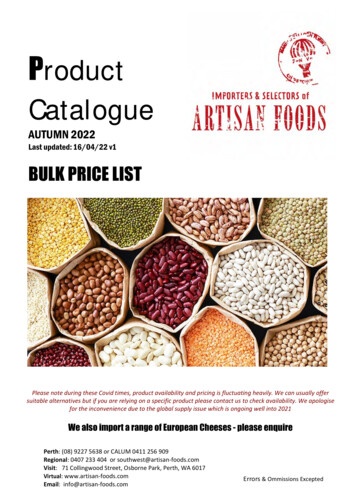 Artisan Bulk Price List - Artisan-Foods 