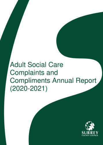 Adult Social Care Complaints And Compliments Annual Report (2019-2020)
