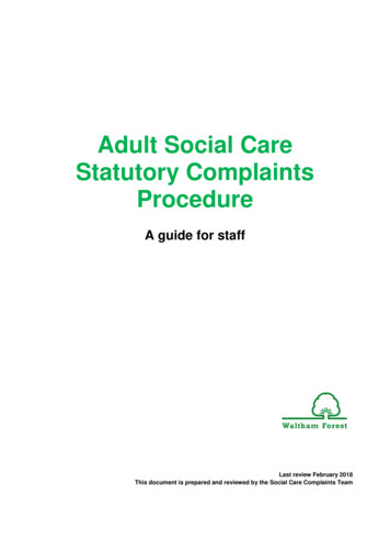 Adult Social Care Statutory Complaints Procedure