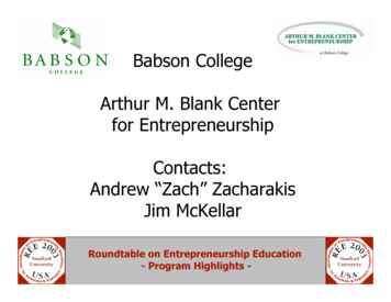 Babson College Arthur M. Blank Center For Entrepreneurship Contacts .