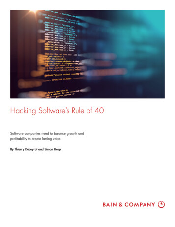 Hacking Software's Rule Of 40 - Bain & Company