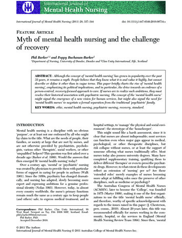 Myth Of Mental Health Nursing And The Challenge Of Recovery