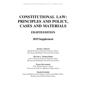 Constitutional Law: Principles And Policy, Cases And Materials