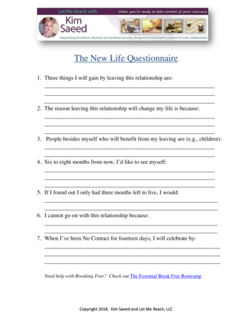 The New Life Questionnaire - Kim Saeed: Narcissistic Abuse Recovery