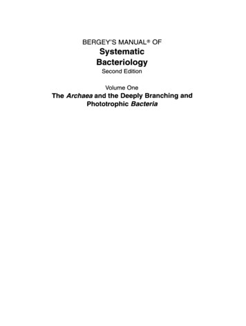BERGEY'S MANUAL OF Systematic Bacteriology - Springer