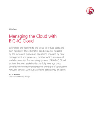 Managing The Cloud With BIG-IQ Cloud F5 White Paper