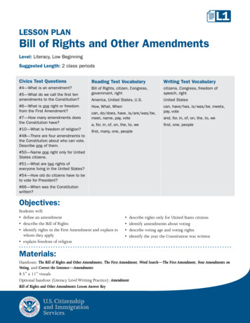 LESSON PLAN Bill Of Rights And Other Amendments - USCIS