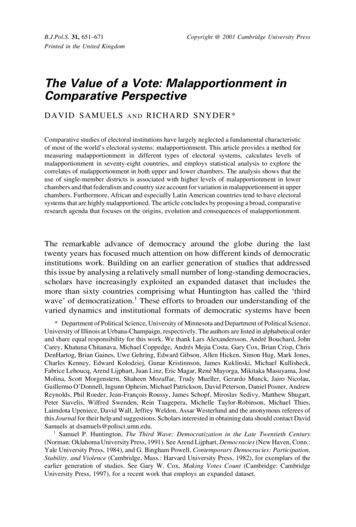 The Value Of A Vote: Malapportionment In Comparative Perspective