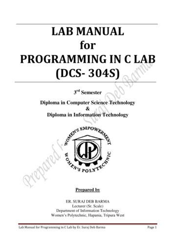 LAB MANUAL For PROGRAMMING IN C LAB (DCS- 304S)