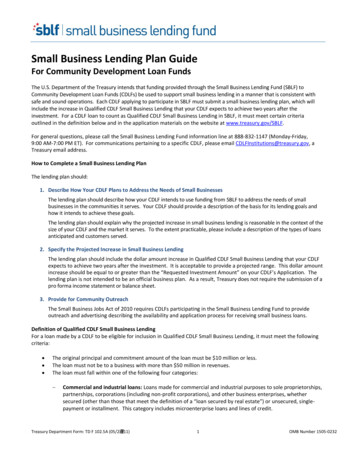 Small Business Lending Plan Guide - Front Page