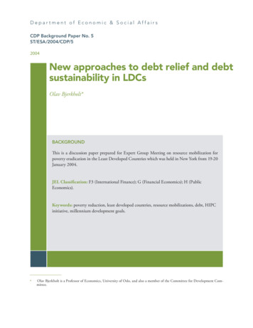 2004 New Approaches To Debt Relief And Debt Sustainability In LDCs
