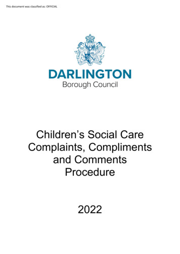 Childrens Social Care Complaints Procedure 2022 - Darlington