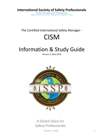 The Certified International Safety Manager - CISM