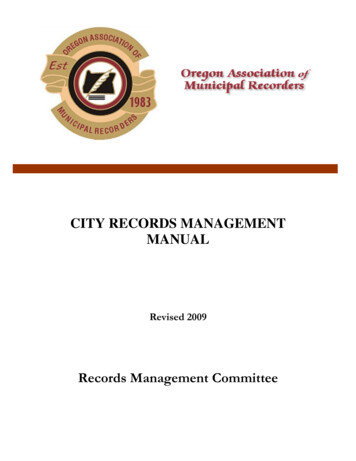 City Records Management Manual - Oamr