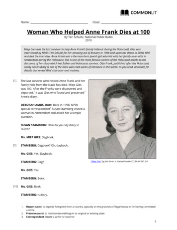 CommonLit Woman Who Helped Anne Frank Dies At 100