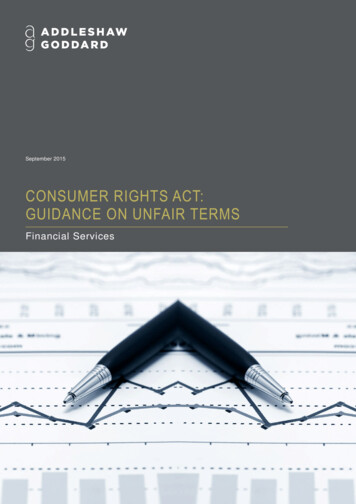 CONSUMER RIGHTS ACT: GUIDANCE ON UNFAIR TERMS - Addleshaw Goddard