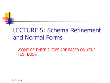 LECTURE 5: Schema Refinement And Normal Forms - Sabanci Univ