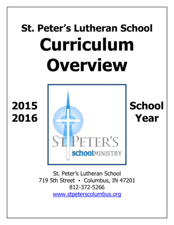 St. Peter's Lutheran School Curriculum Overview