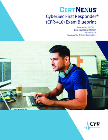 CyberSec First Responder (CFR-410) Exam Blueprint - CertNexus