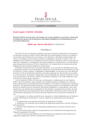 Decreto 87/2015 Modificado Por El Decreto 51/2018 - Gva.es