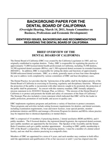 DBC Background Paper For 2011 - California