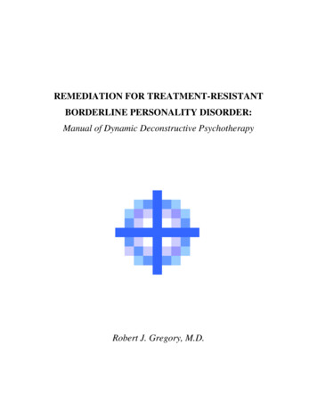 Remediation For Treatment-resistant Borderline Personality Disorder