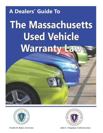 A Dealers' Guide To The Massachusetts Used Vehicle Warranty Law