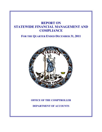 REPORT ON STATEWIDE FINANCIAL MANAGEMENT AND COMPLIANCE - Virginia
