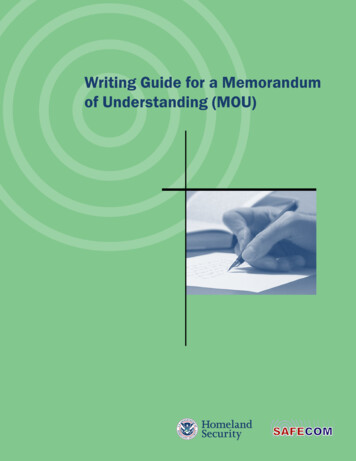 Writing Guide For A Memorandum Of Understanding (MOU)