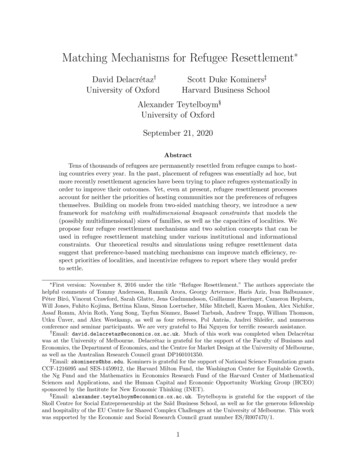 Matching Mechanisms For Refugee Resettlement