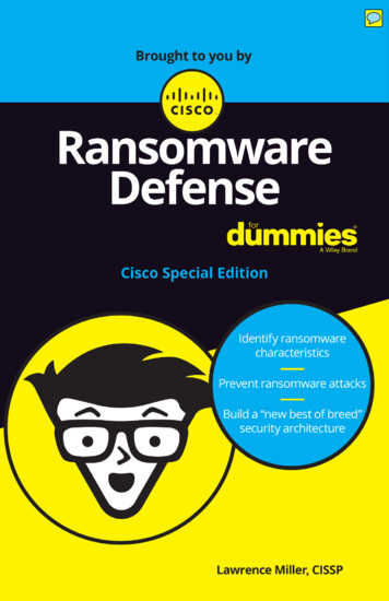 Ransomware Defense For Dummies Cisco Special Edition