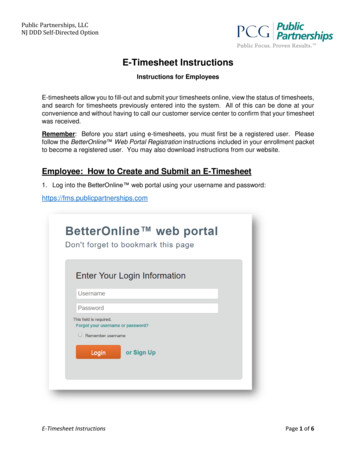 E-Timesheet Instructions - Public Partnerships