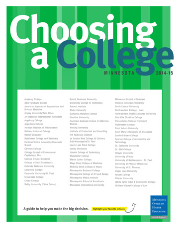 Choosing A College MINNESOTA 2014-15