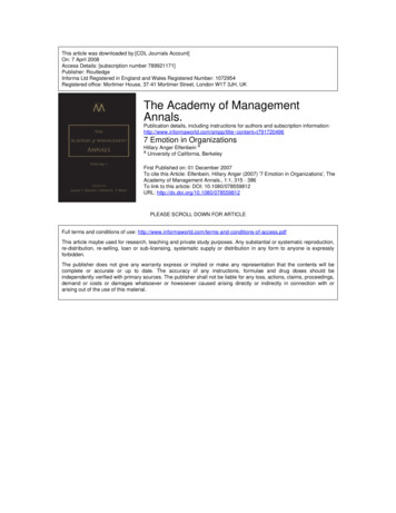 The Academy Of Management Annals. - MIT