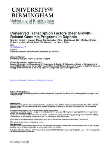 University Of Birmingham Conserved Transcription Factors Steer Growth .