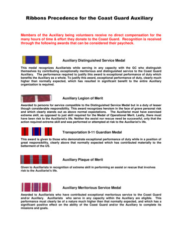 Ribbons Precedence For The Coast Guard Auxiliary - USCG Aux