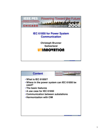 IEC 61850 For Power System Communication